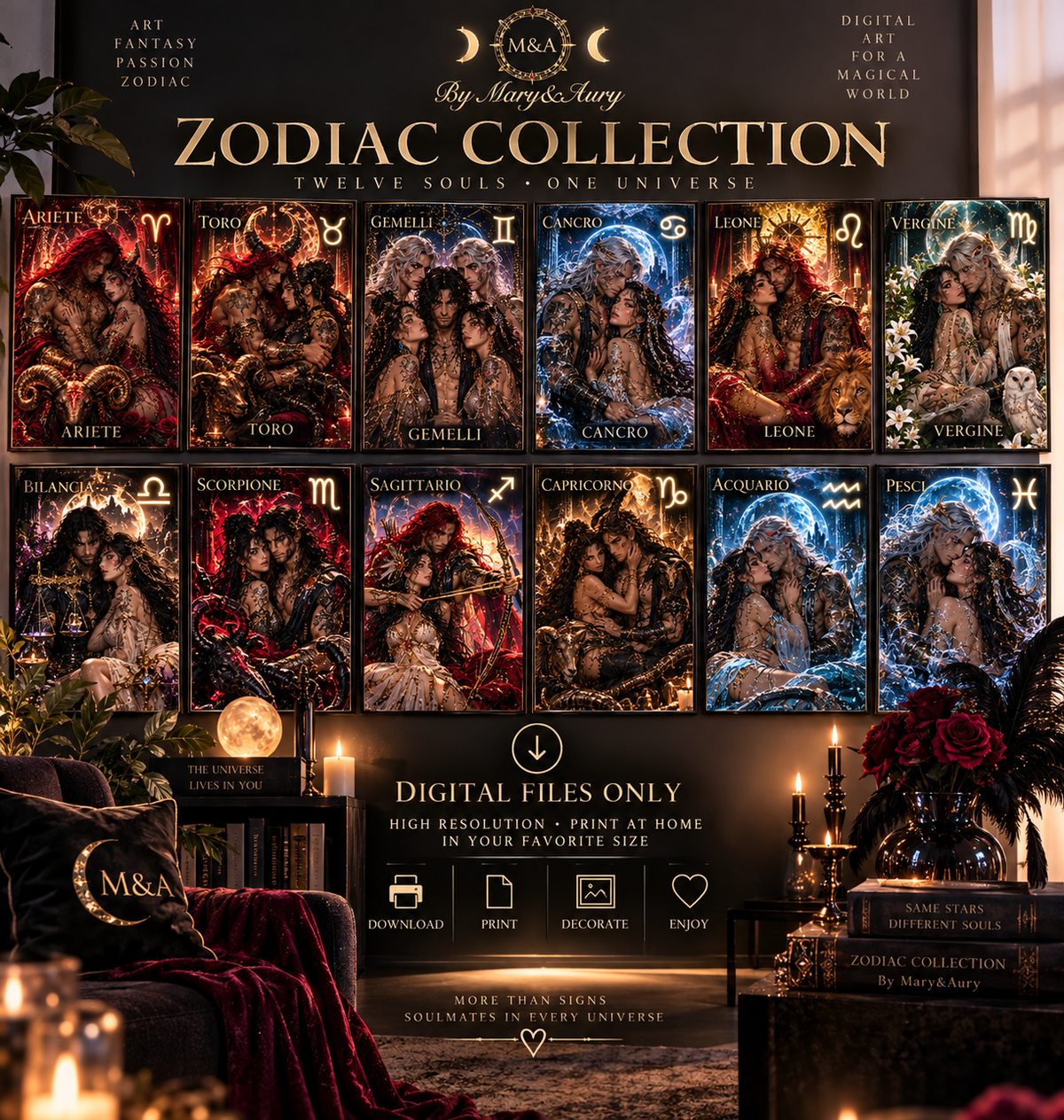 Zodiac Fantasy Collection Mary&Aury – 12 illustrazioni digitali dei segni zodiacali