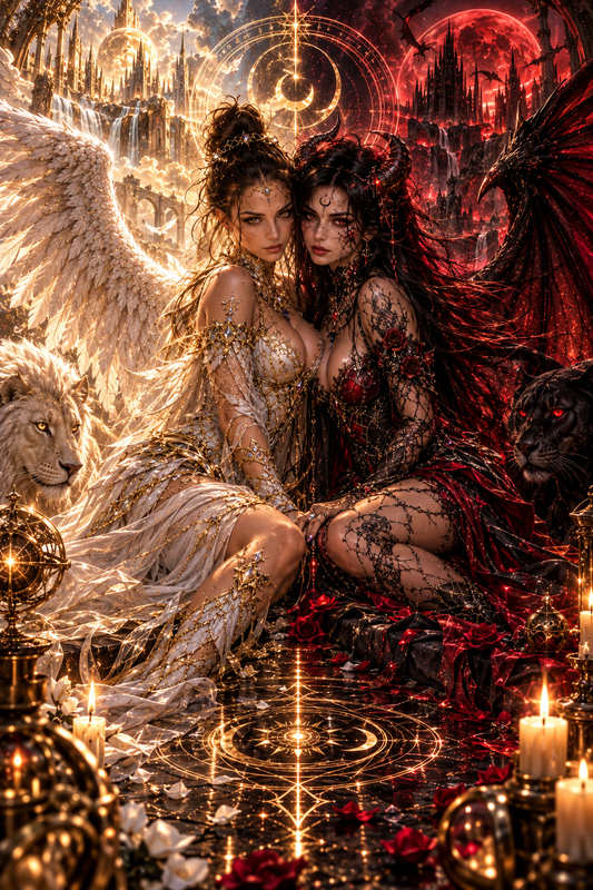 Personaggi fantasy tra luce e oscurità
