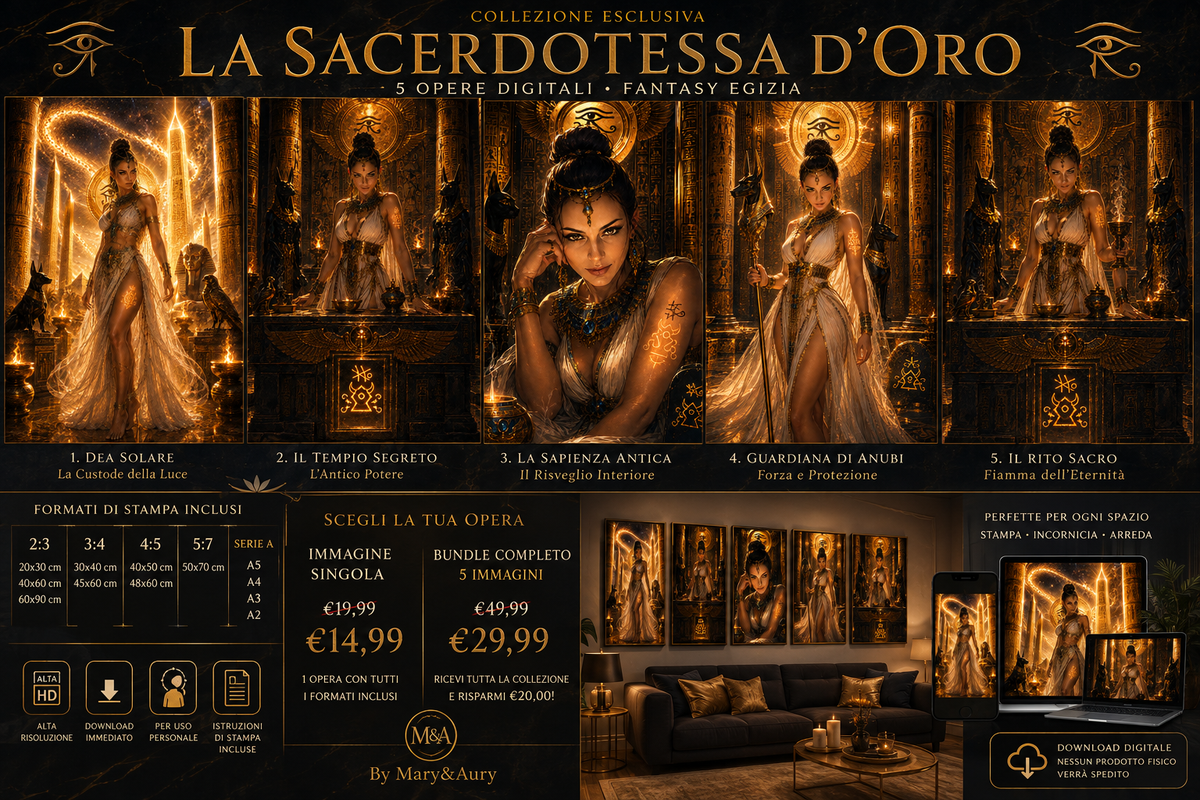 La Sacerdotessa d’Oro – Collezione Fantasy Egizia | Digital Wall Art