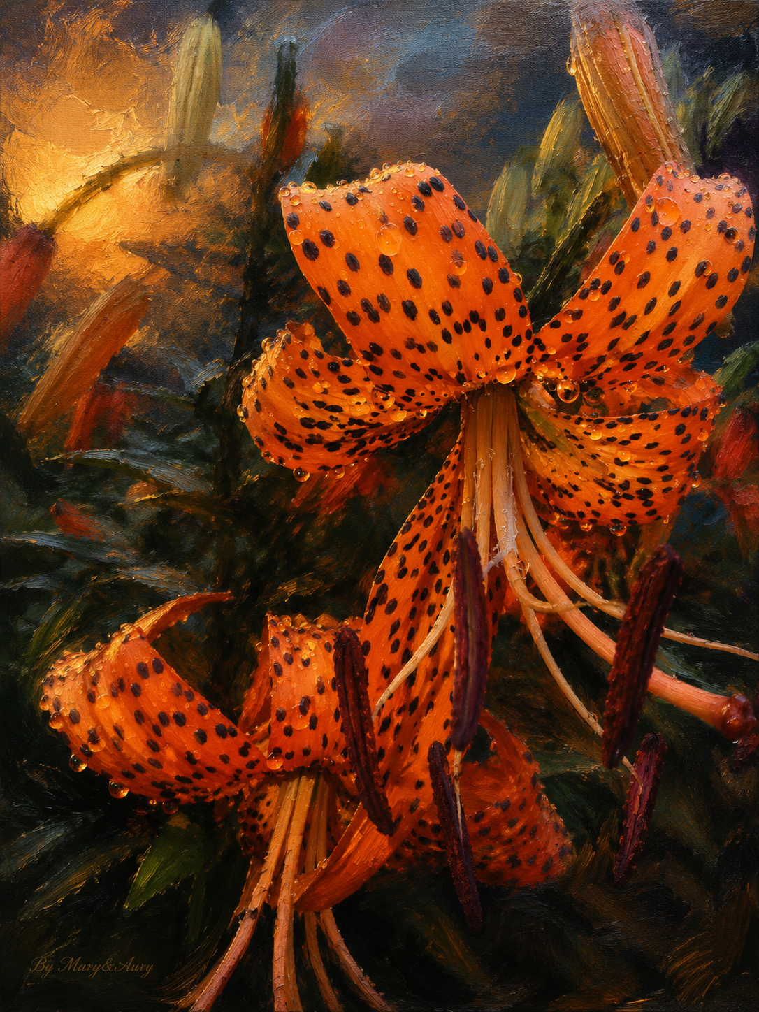 Lilium tigre in luce dorata