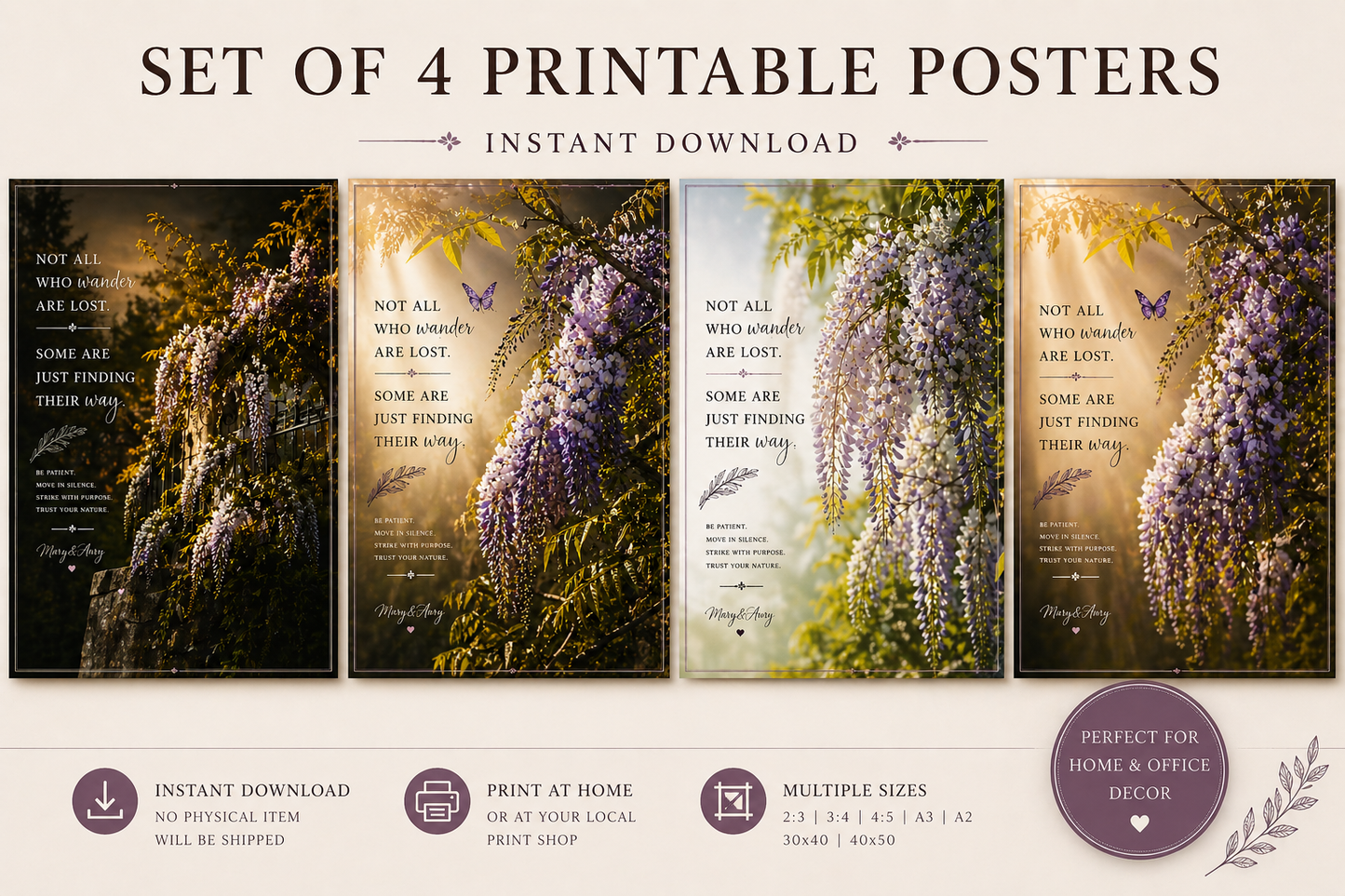 Vagabondaggio tra i Glicini – Arioso | Poster Wall Art Stampabile | 7 Formati | Mary&Aury