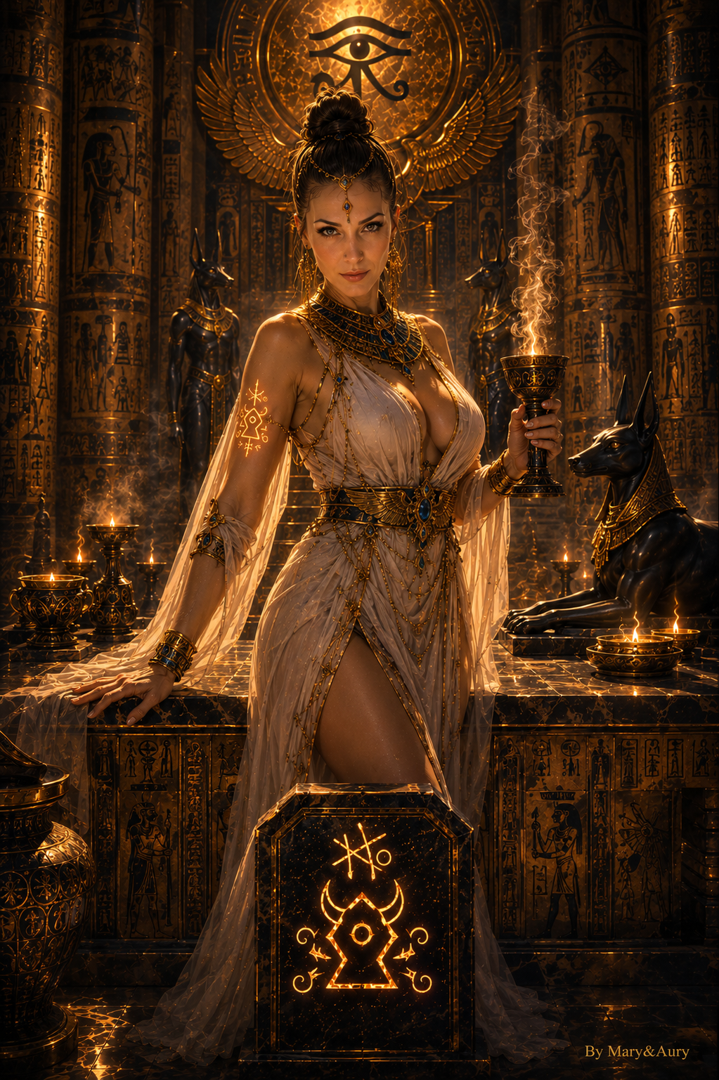 La Sacerdotessa d’Oro tra templi dorati e cieli cosmici