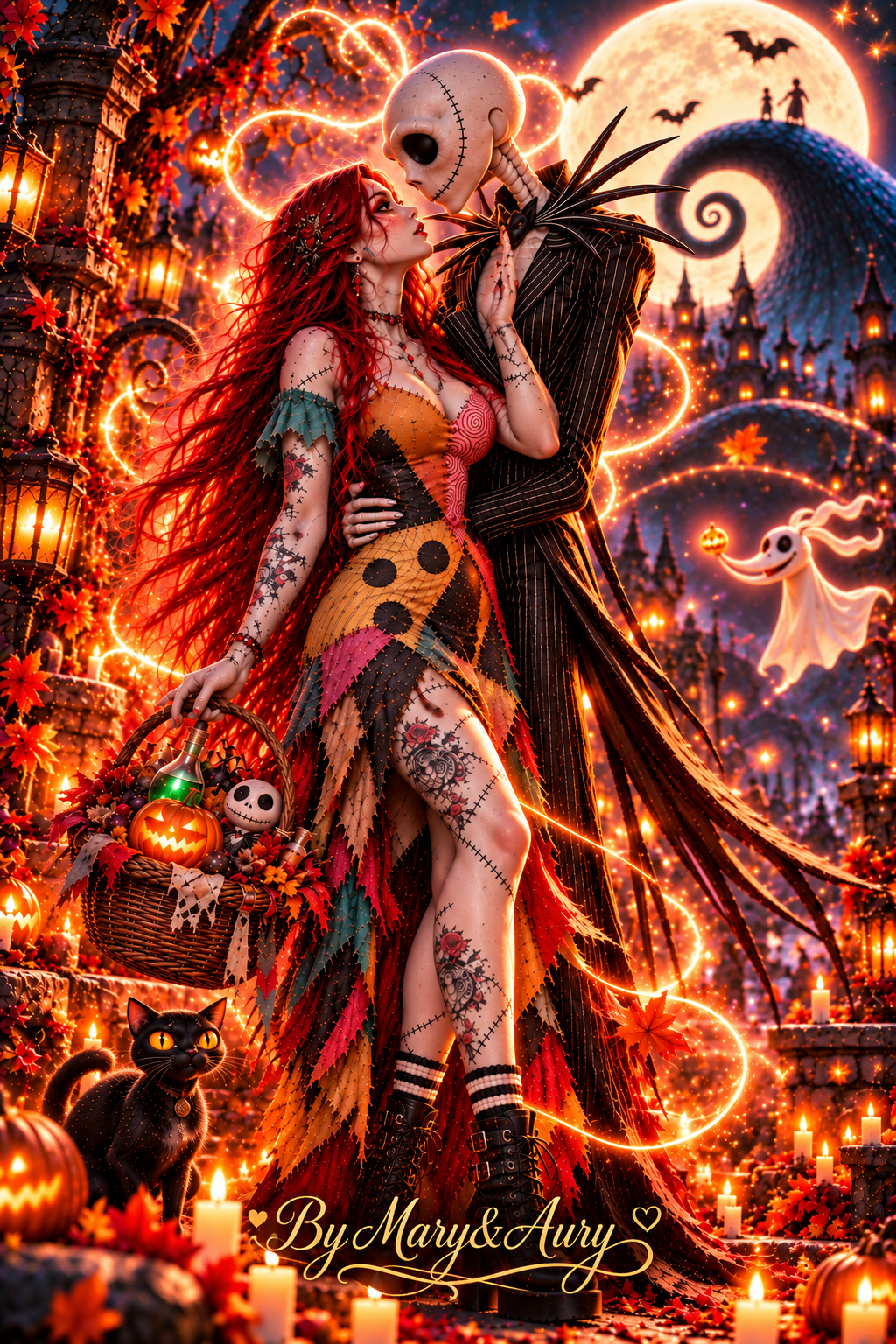 Aury & Jack Skellington – Gothic Halloween Love | Digital Wall Art
