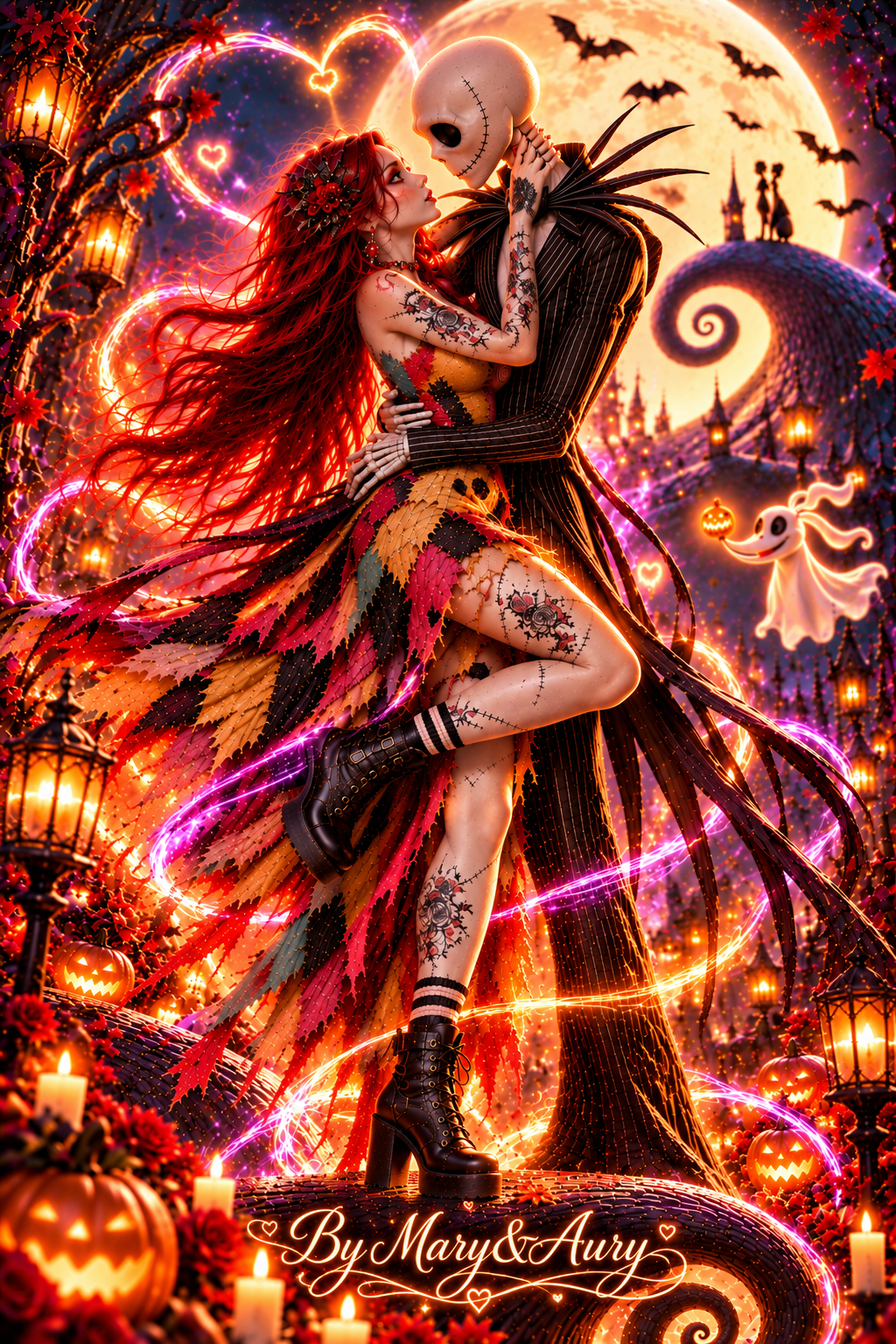 Aury & Jack Skellington – Gothic Halloween Love | Digital Wall Art