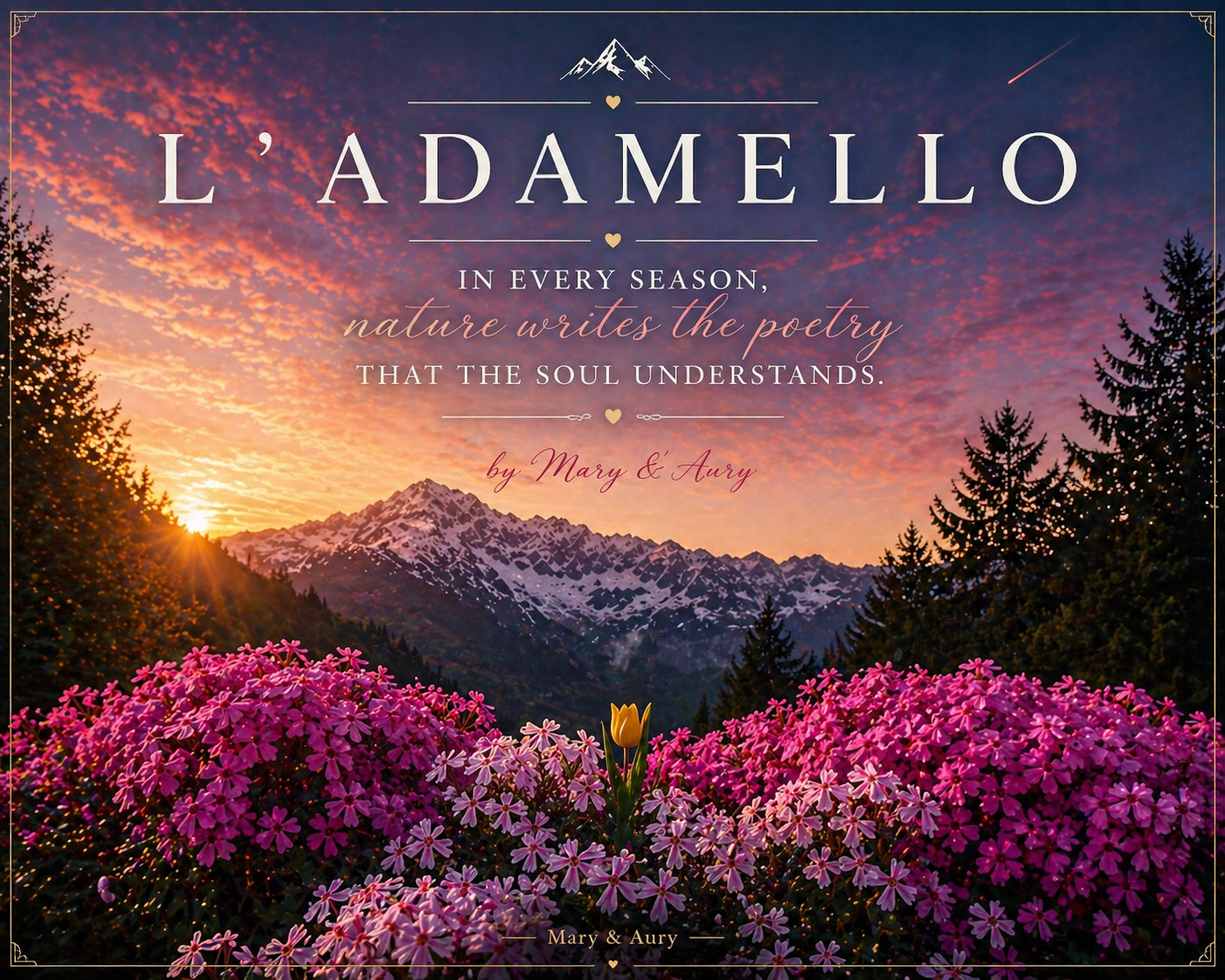 L'Adamello Collection – Tramonto tra i Fiori | Bundle Wall Art Stampabile | Poster, Sfondi Desktop & Mobile | Download Istantaneo