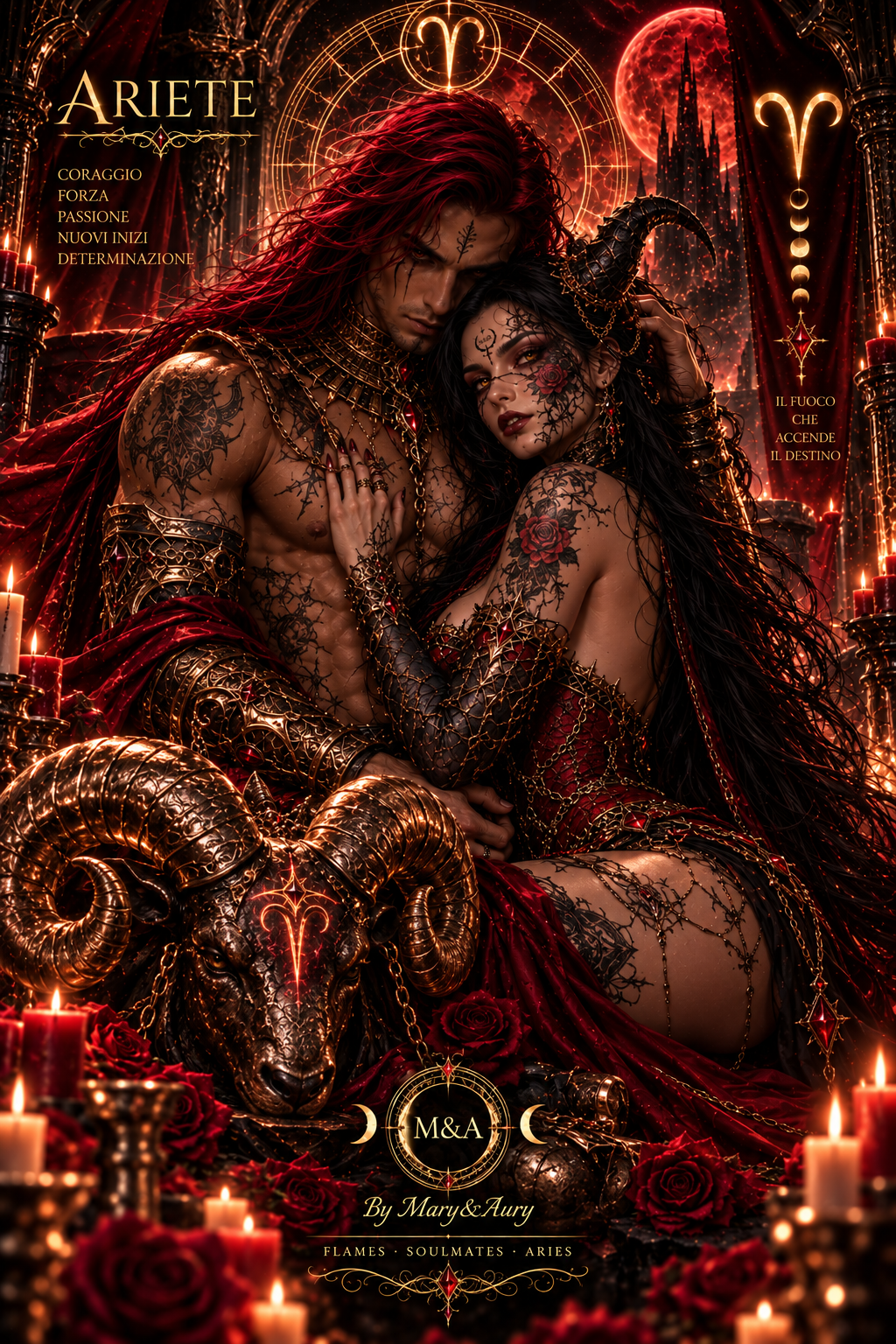 Ariete Zodiac Fantasy Art Mary&Aury – illustrazione digitale del segno zodiacale
