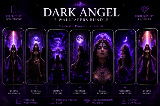 Angelo Oscuro – Bundle 7 Sfondi Fantasy Gotici per iPhone | Aesthetic Viola Celestiale
