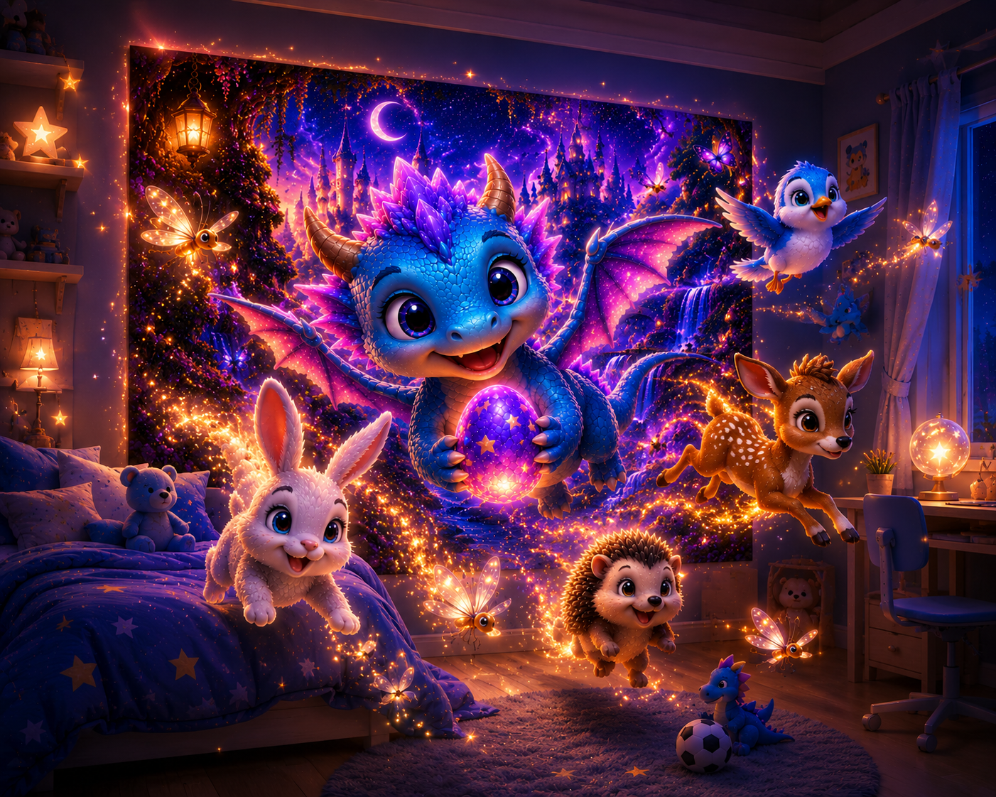 Poster Fantasy Drago Magico per Cameretta Bambino – File Digitale PNG HD | Download Immediato