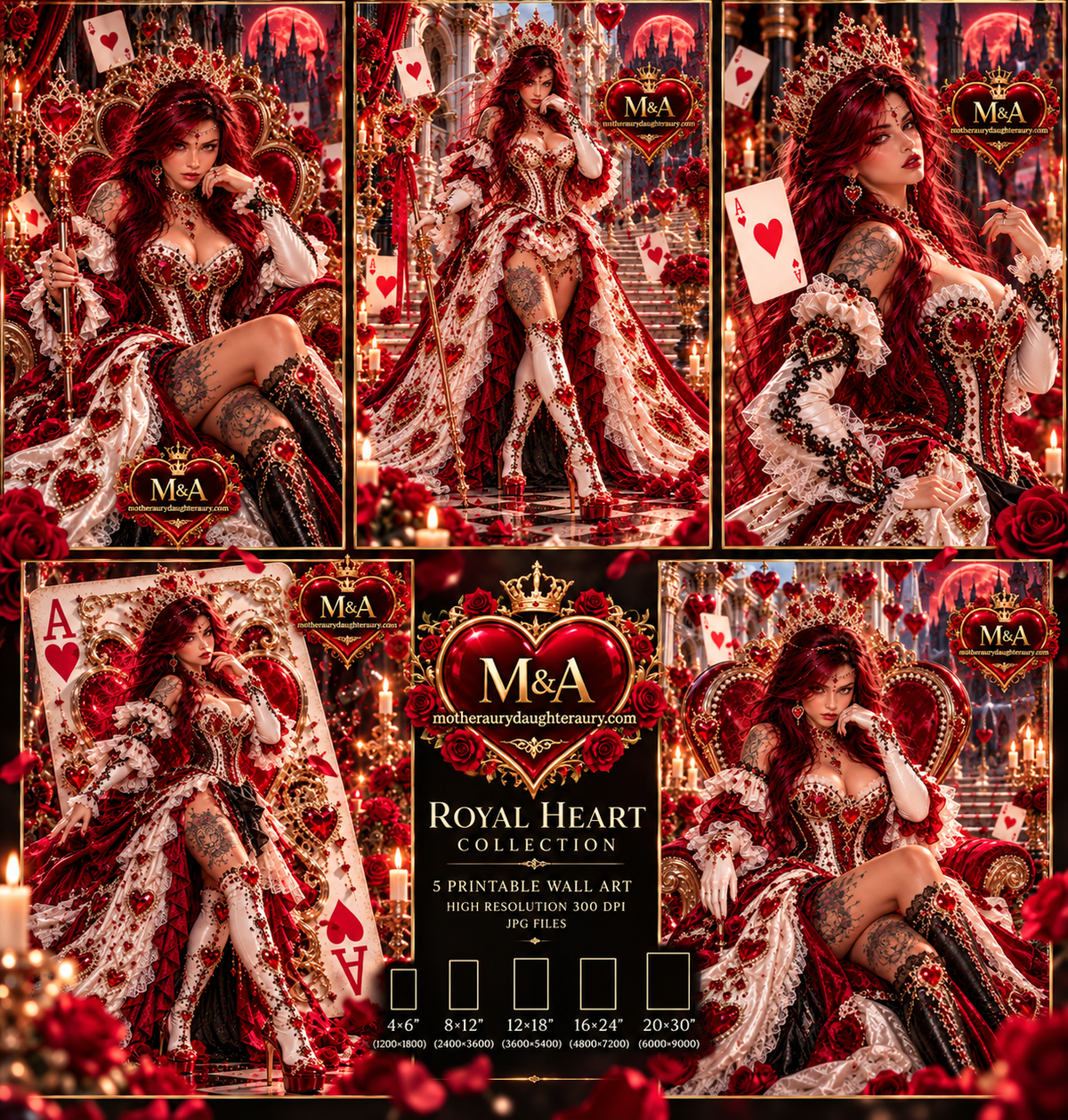 Royal Heart Collection By Mary&Aury: anteprima delle cinque opere Regina di Cuori e dei formati di stampa