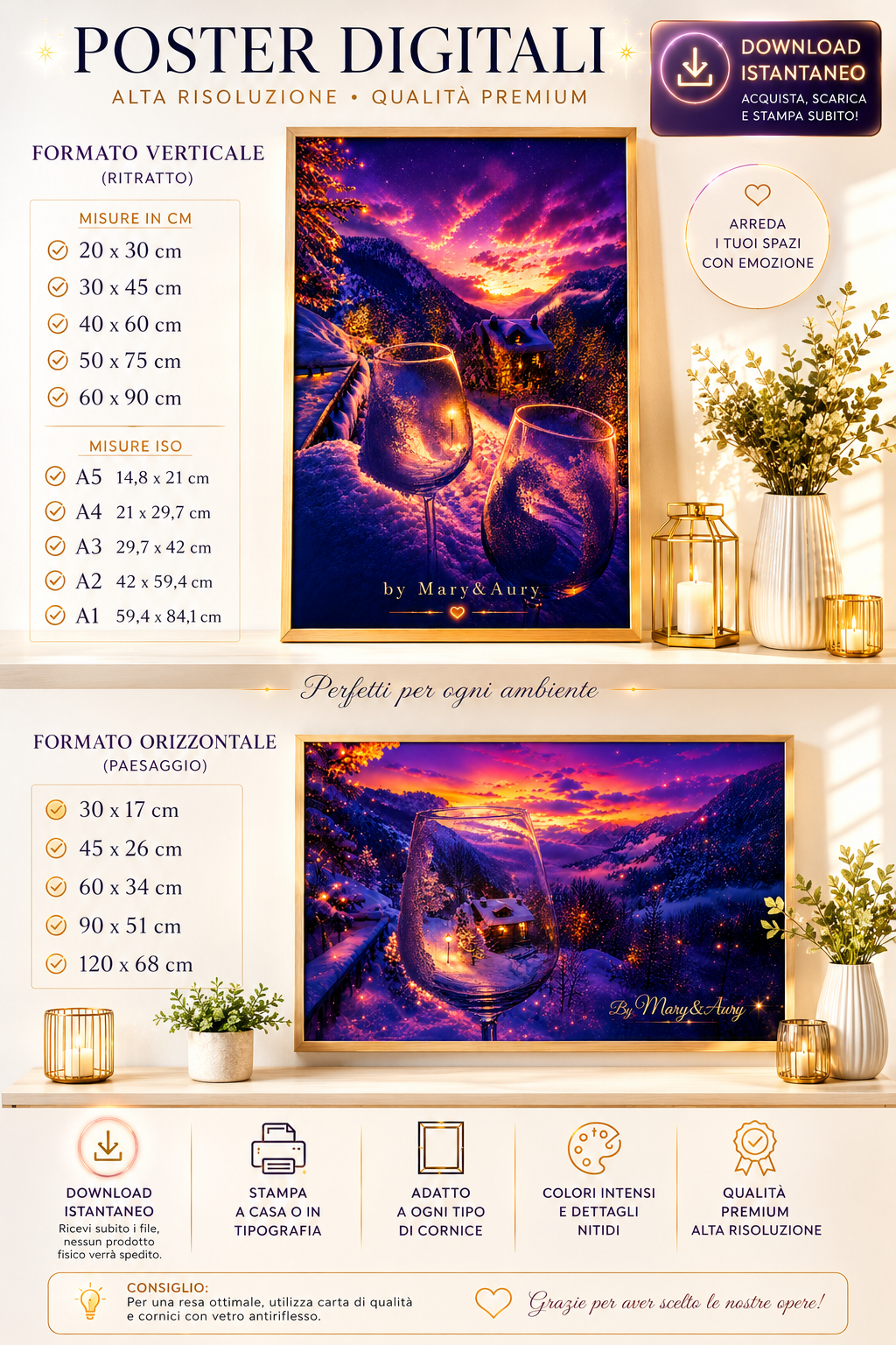 Tramonto Magico d'Inverno – Bundle Poster Digitali | By Mary&Aury