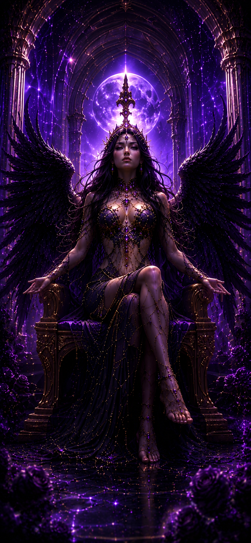 Angelo Oscuro – Bundle 7 Sfondi Fantasy Gotici per iPhone | Aesthetic Viola Celestiale