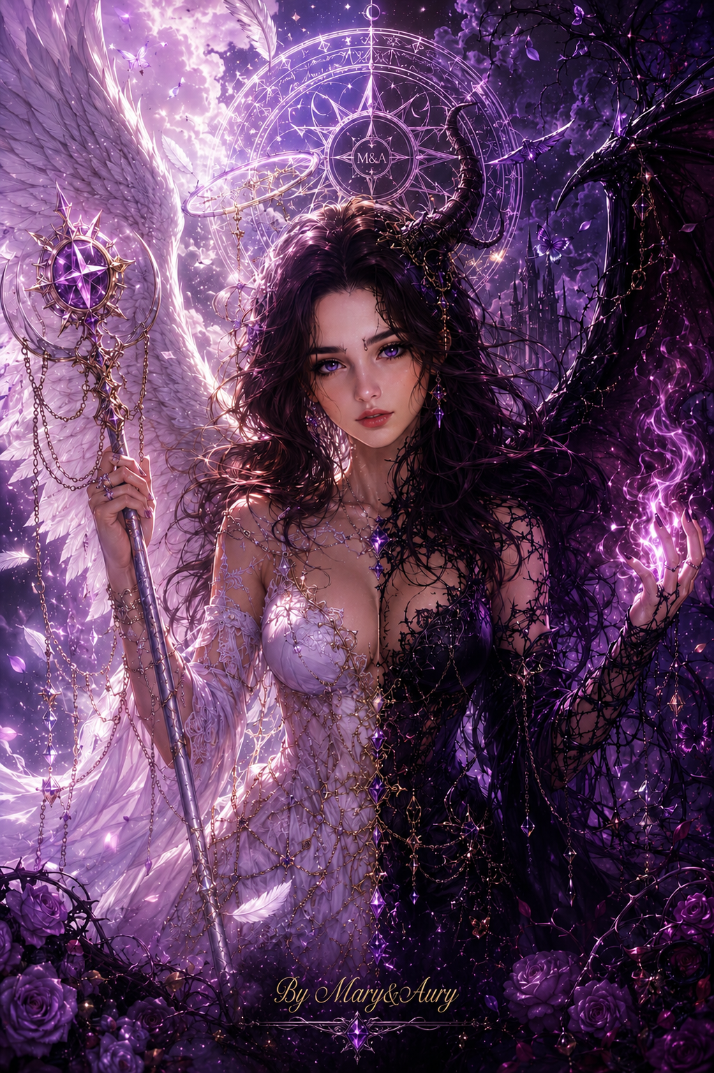 Dualità mistica tra luce e ombra – Aurora Angel & Demon