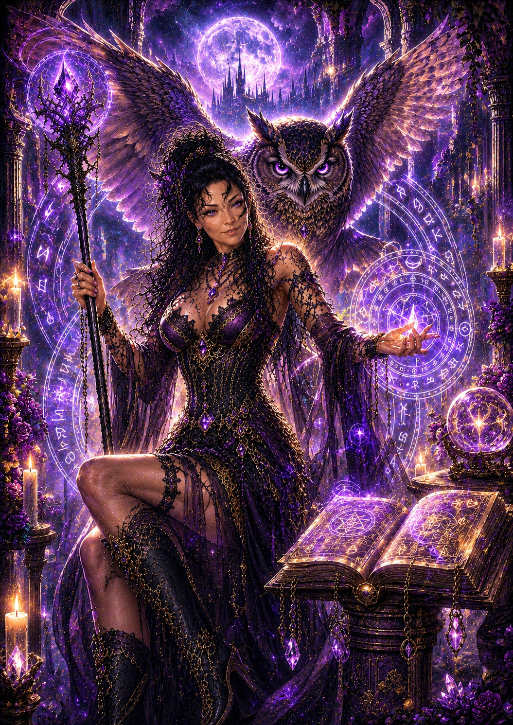 La Custode delle Rune Viola – Poster Fantasy da Stampare | Arte Digitale