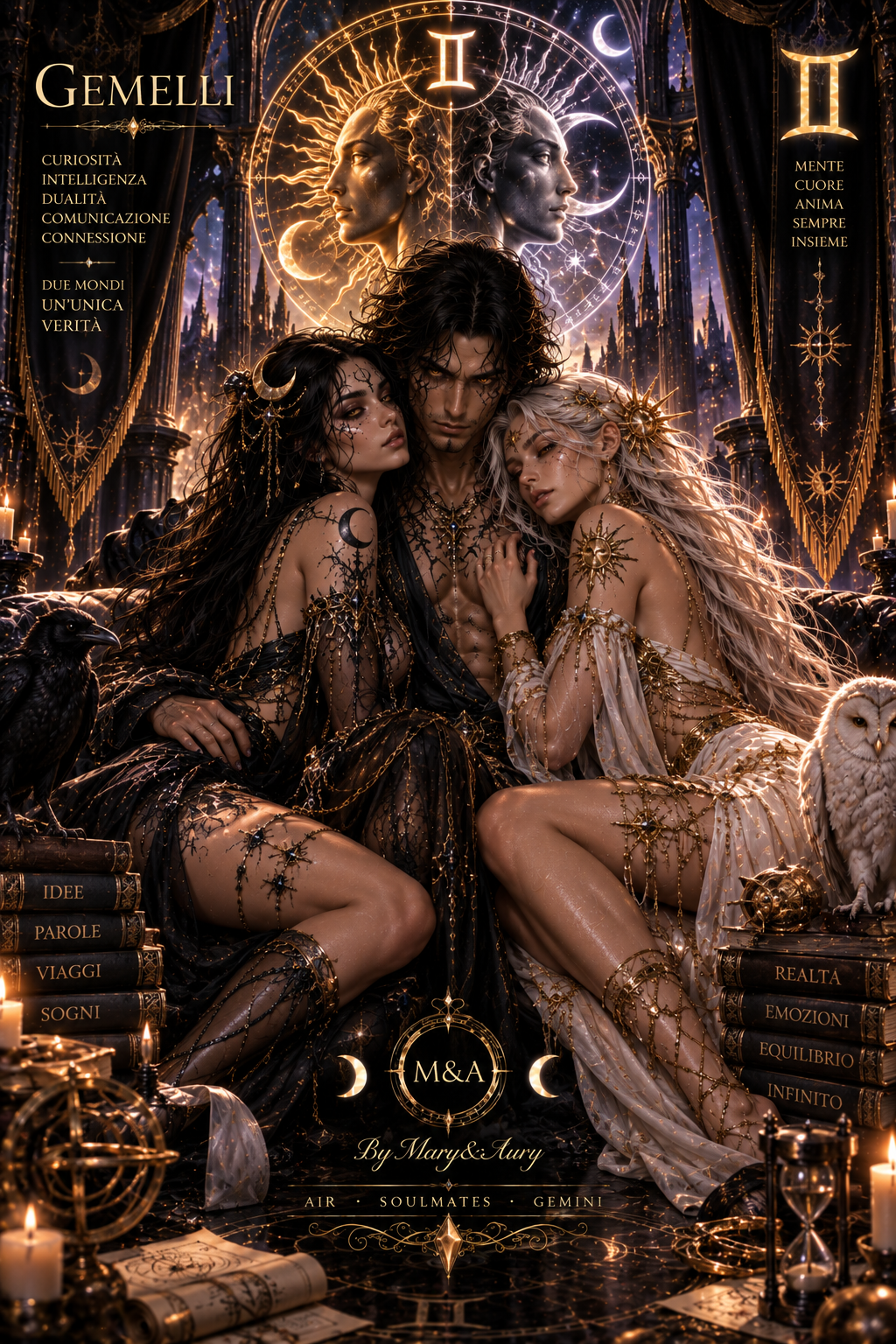 Gemelli Zodiac Fantasy Art Mary&Aury – illustrazione digitale