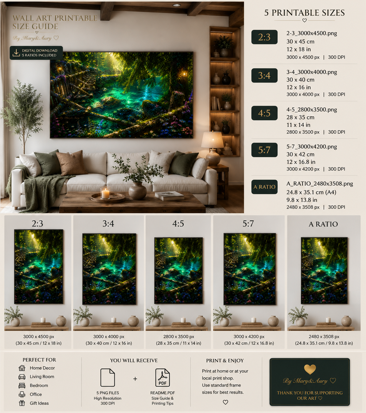 Guida alle dimensioni – 5 formati stampabili – By Mary&Aury