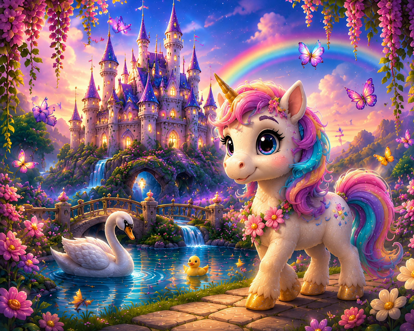 Il Paese degli Unicorni – Poster Fantasy Cameretta Bambini