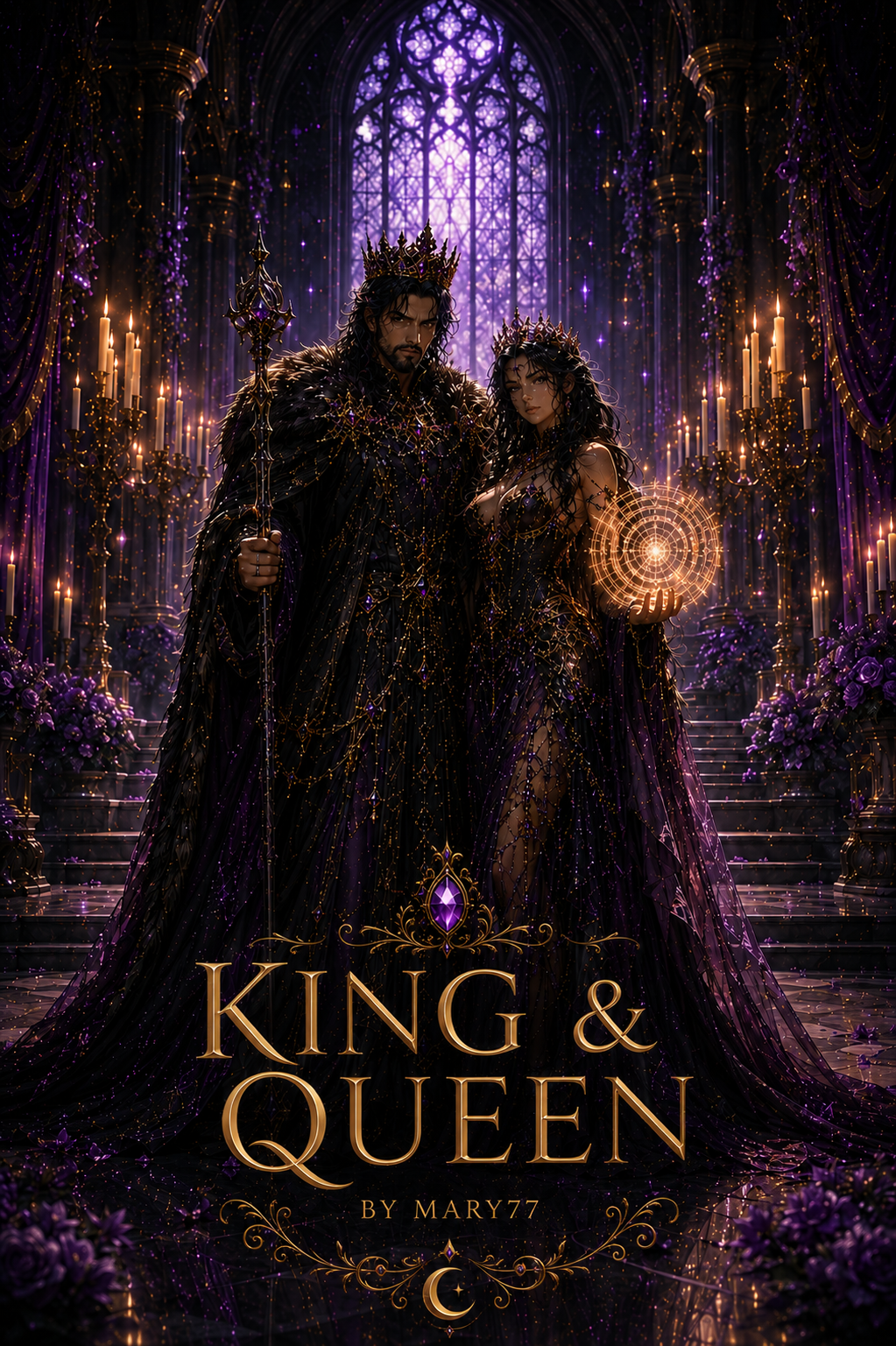 King & Queen Fantasy Poster – Gothic Royal Couple Digital Download