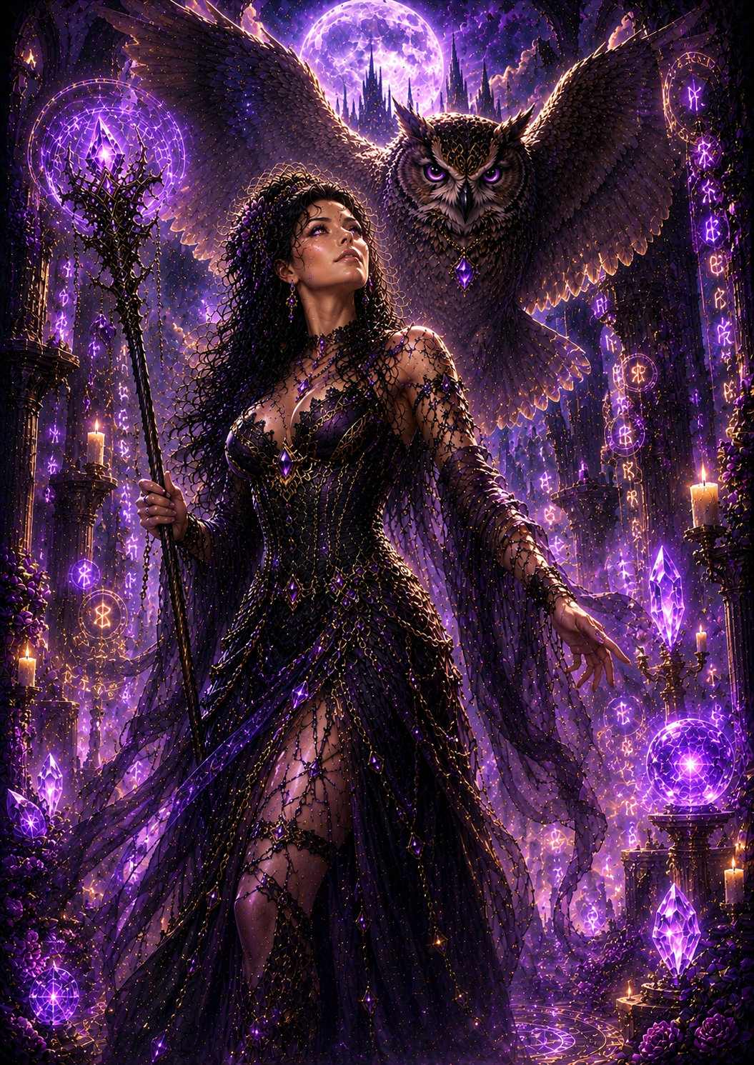 La Custode delle Rune Viola – Poster Fantasy da Stampare | Arte Digitale
