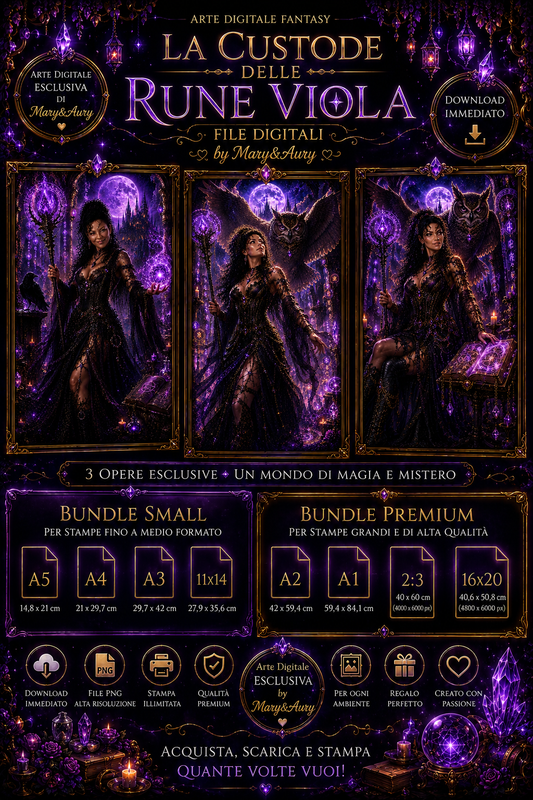 La Custode delle Rune Viola – Poster Fantasy da Stampare | Arte Digitale