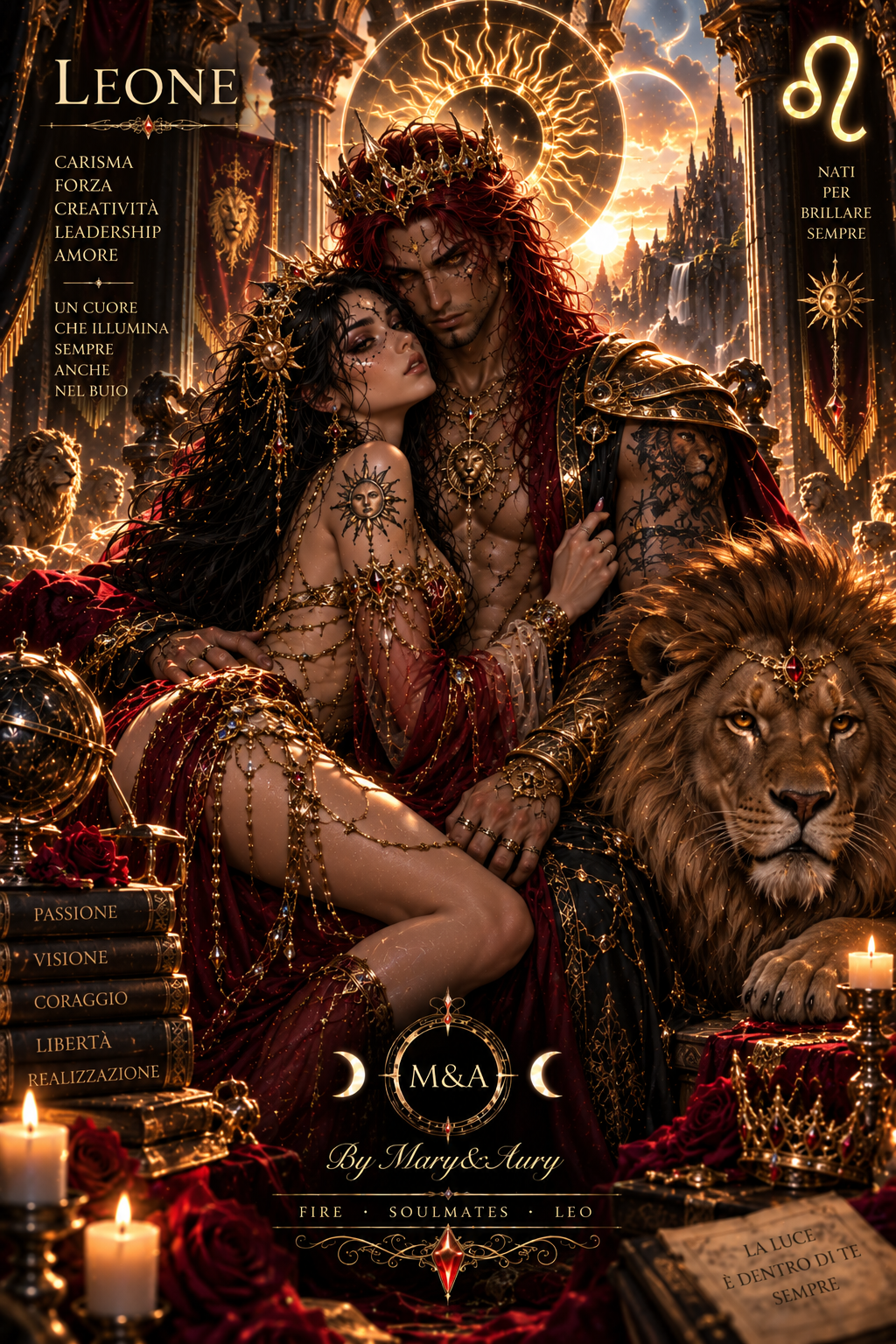 Leone Zodiac Fantasy Art Mary&Aury – illustrazione digitale