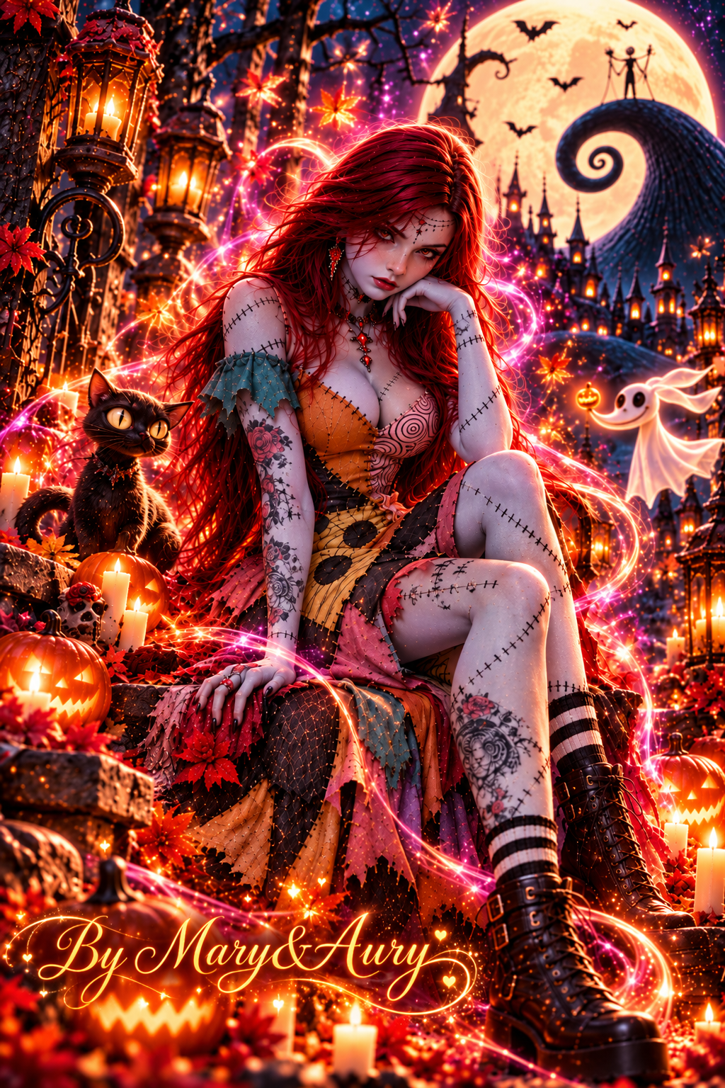 Aury & Jack Skellington – Gothic Halloween Love | Digital Wall Art
