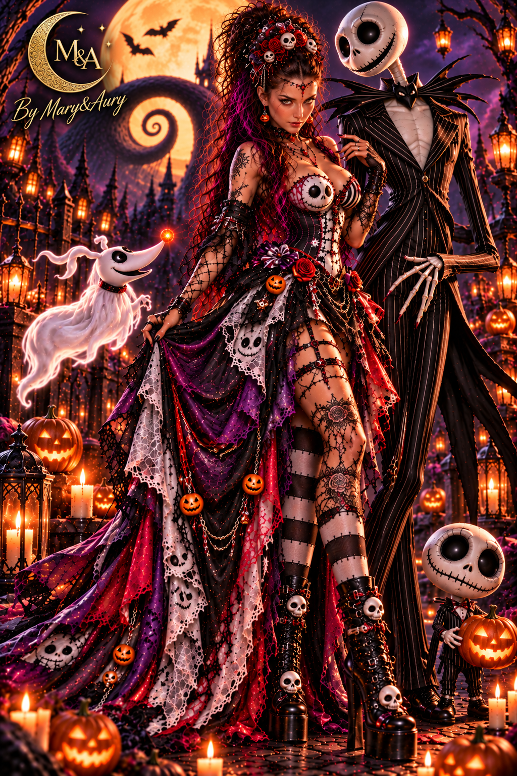 Mary Gothic Halloween Queen dark fantasy printable digital artwork