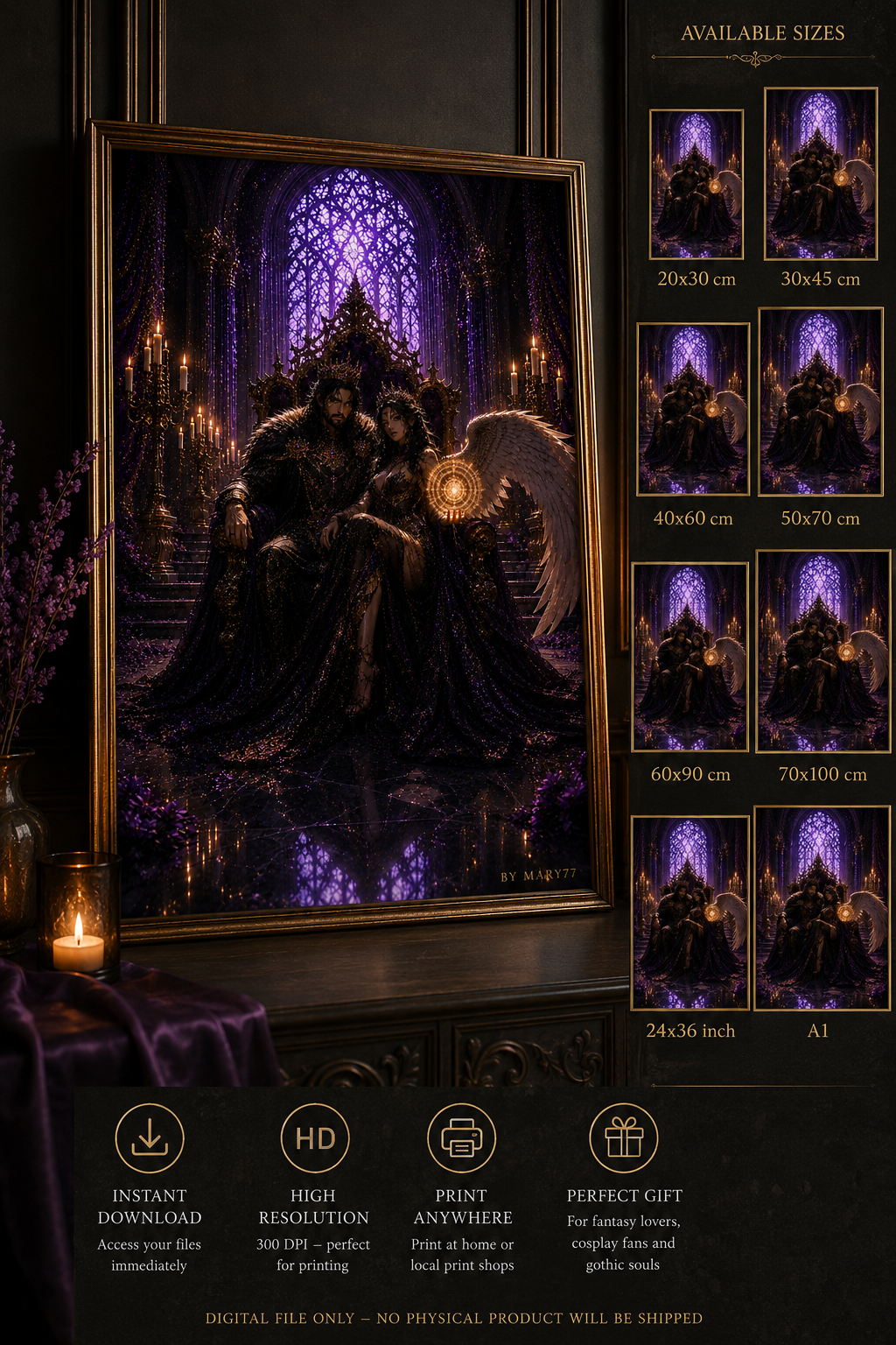 Re e Regina 🖤 Amore – Coppia Fantasy Eterna | Poster Romance Gotico Dark by Mary77