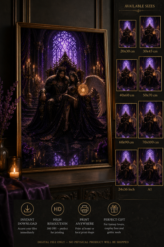 Re e Regina 🖤 Amore – Coppia Fantasy Eterna | Poster Romance Gotico Dark by Mary77
