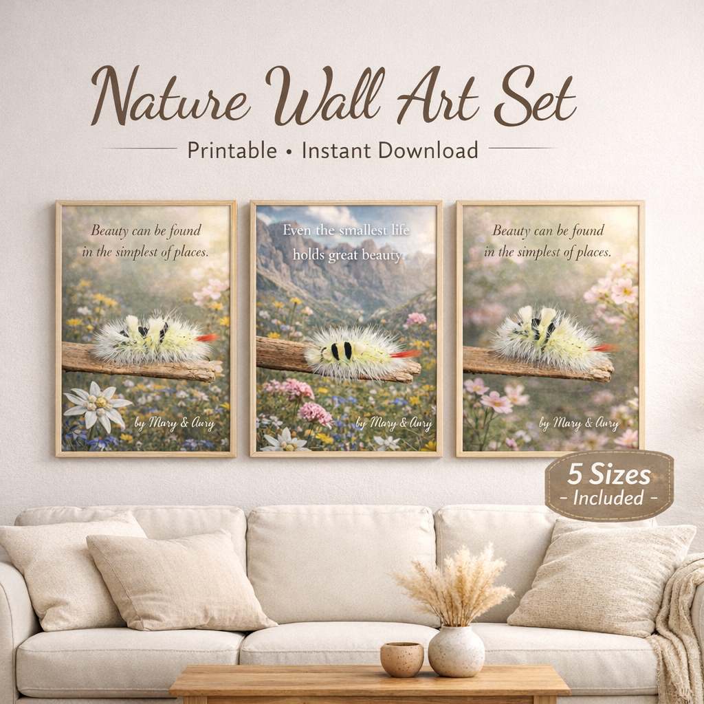 Alpine Butterfly & Flowers – Dolomites Wall Art | Printable Poster | Mary&Aury