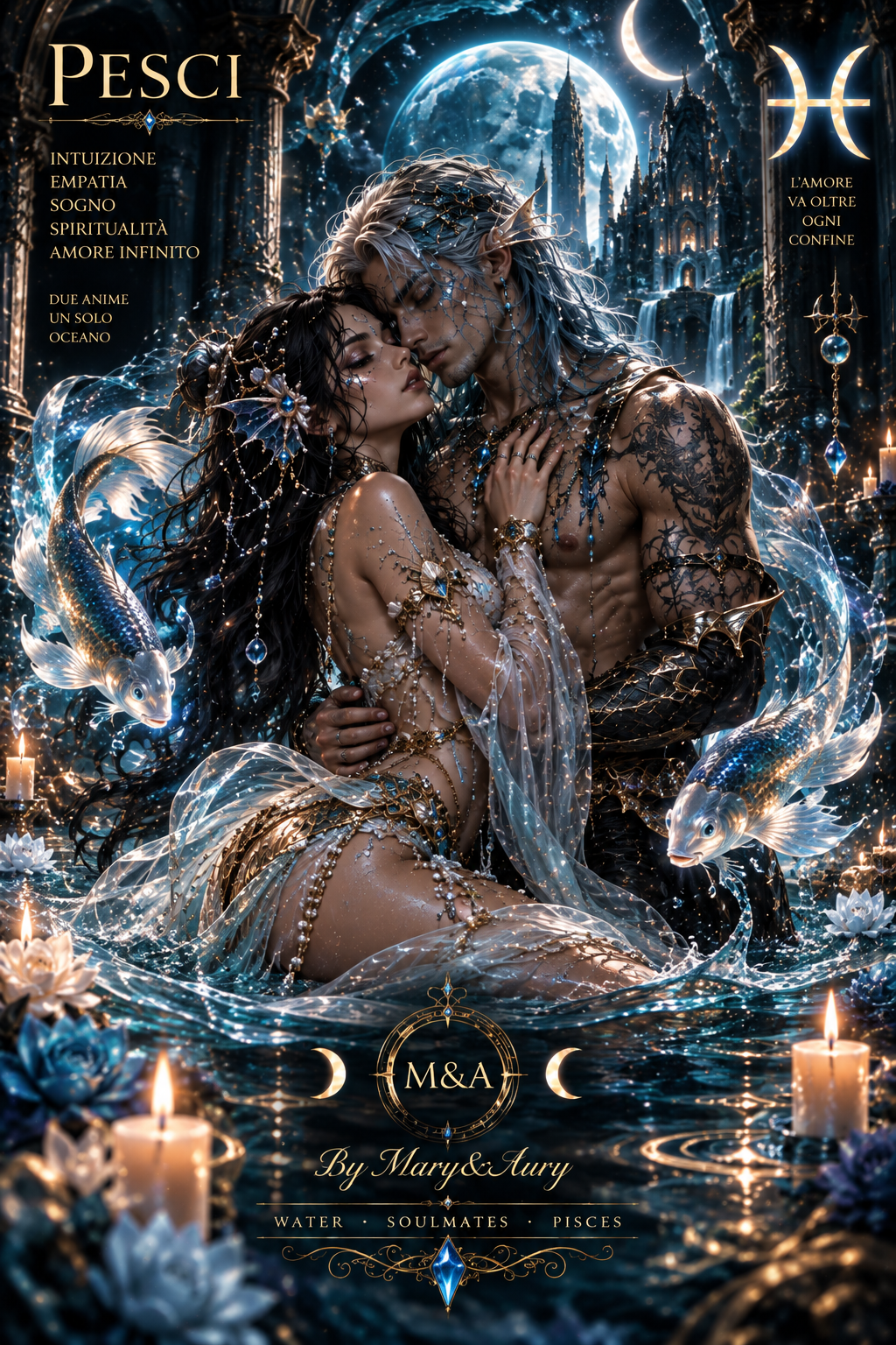 Pesci Zodiac Fantasy Art Mary&Aury – illustrazione digitale