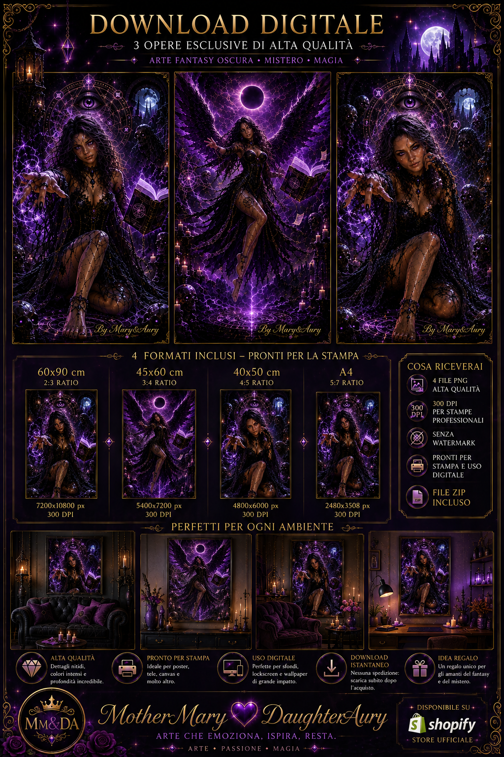 Dark Fantasy Gothic Wall Art - Poster Bundle Preview