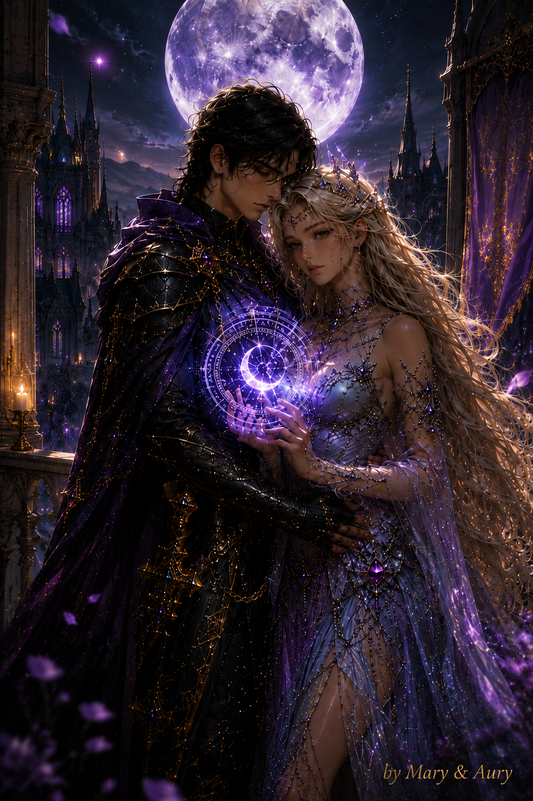 Prince and Princess – Poster Fantasy Romantico Digitale | Arte Gothica Viola HD | Download Istantaneo