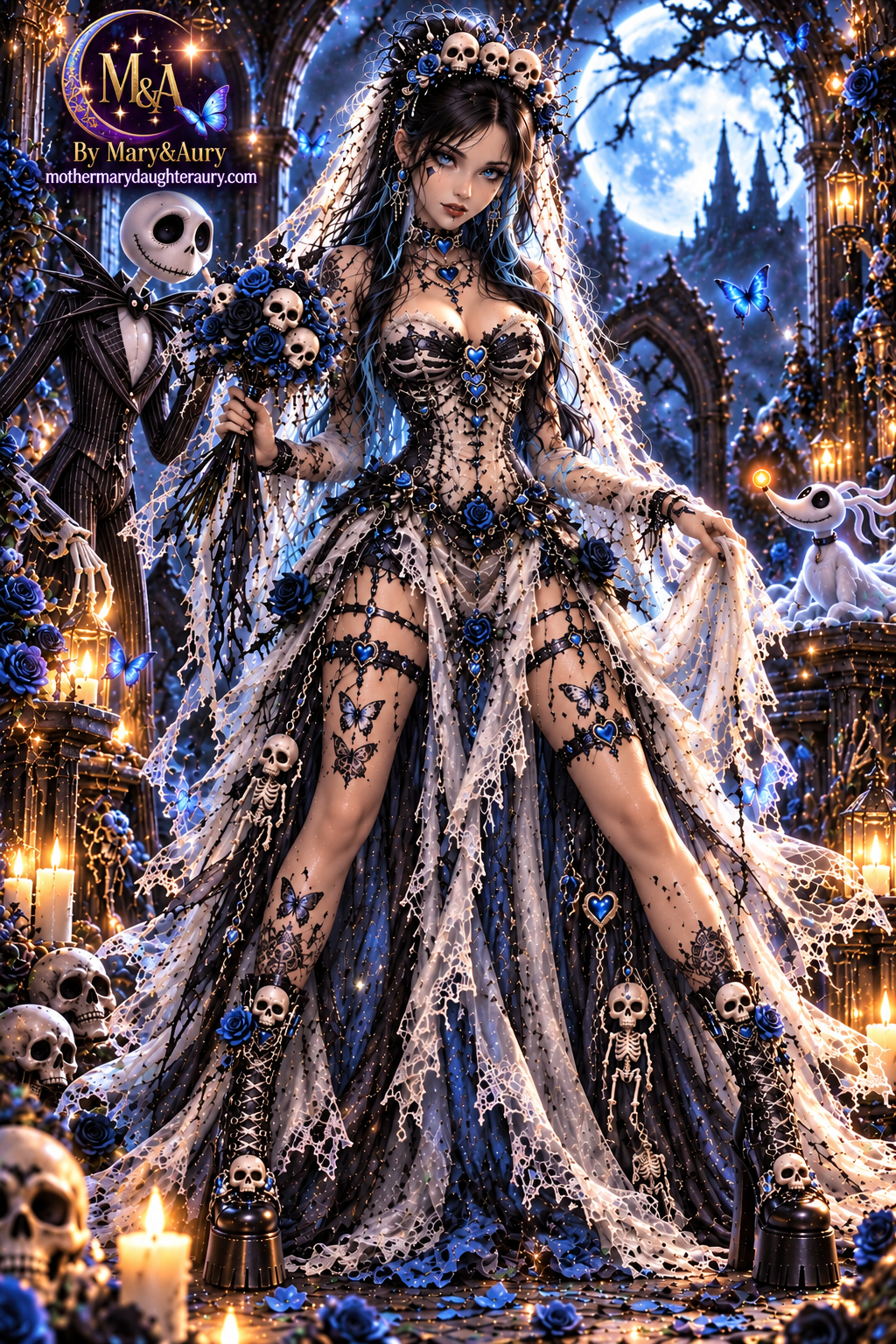 Sposa gotica sotto la luna piena