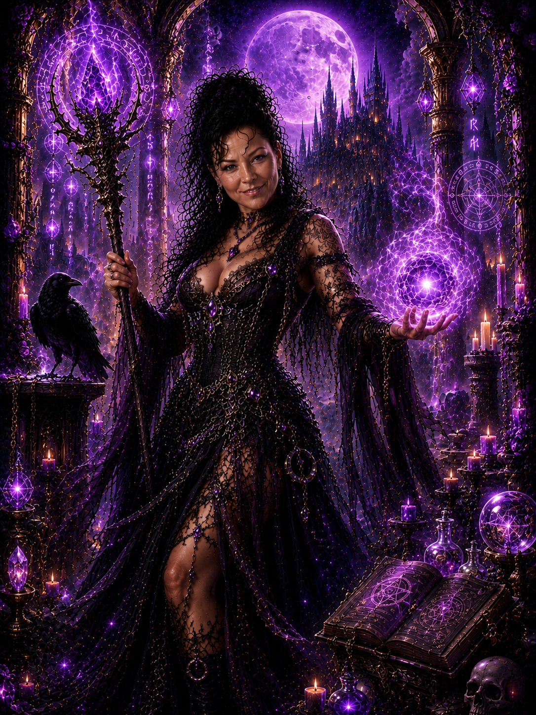 La Custode delle Rune Viola – Poster Fantasy da Stampare | Arte Digitale