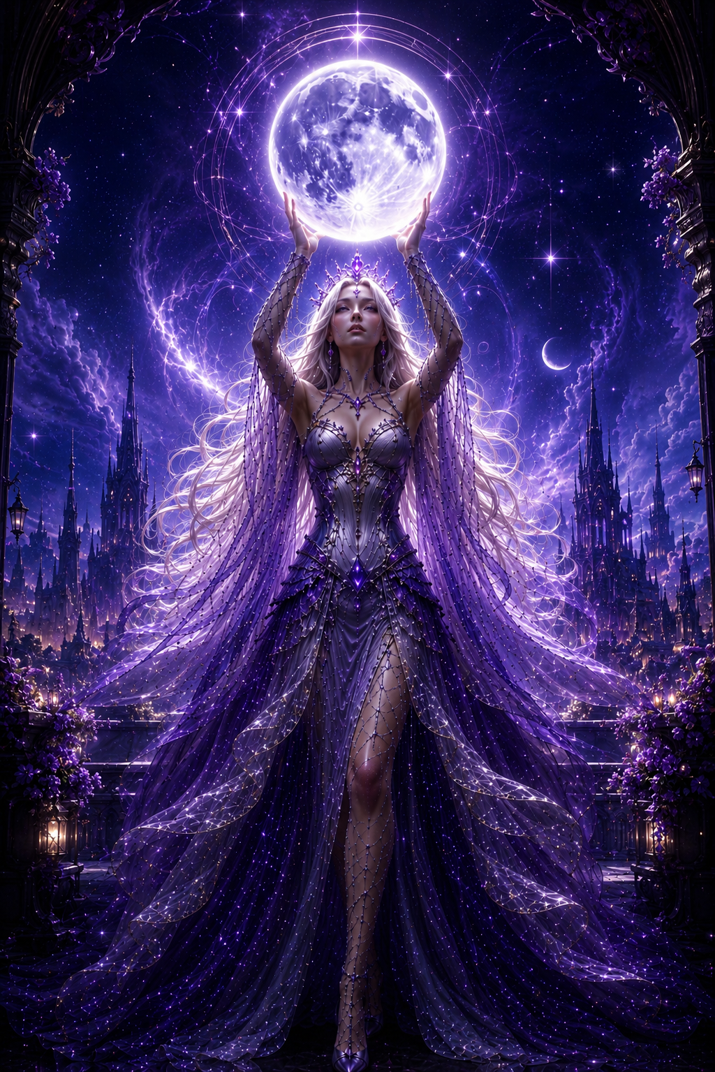 Regina della Luna – Pack Poster Stampabili | Arte Digitale Fantasy Dea Celestiale