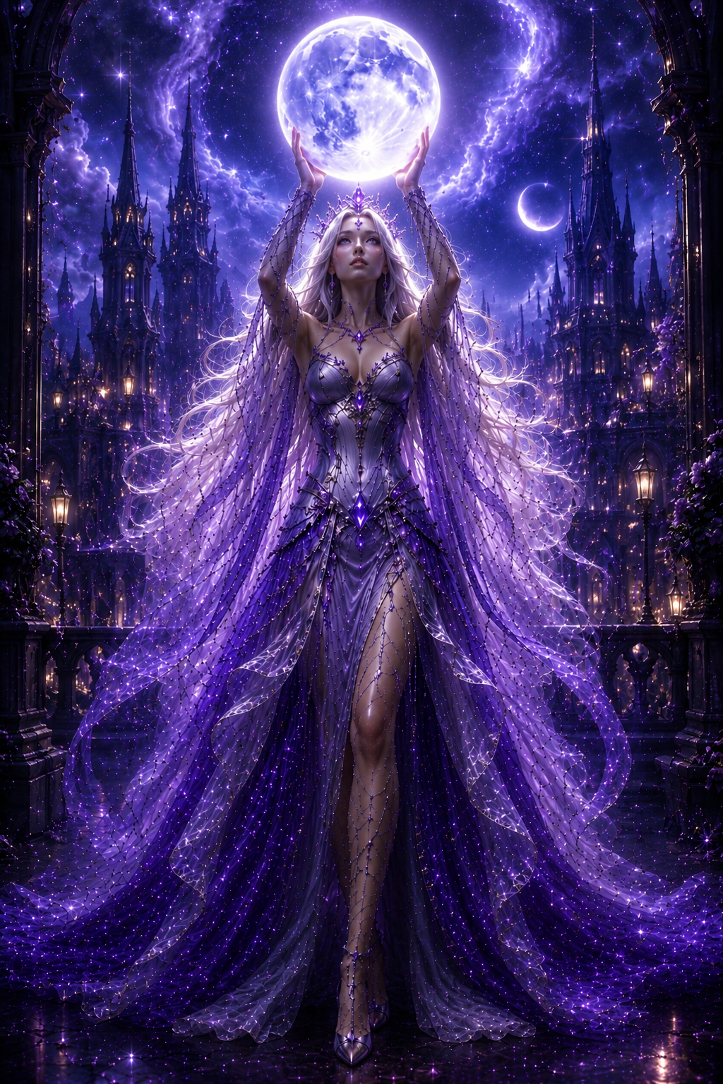 Regina della Luna – Pack Poster Stampabili | Arte Digitale Fantasy Dea Celestiale
