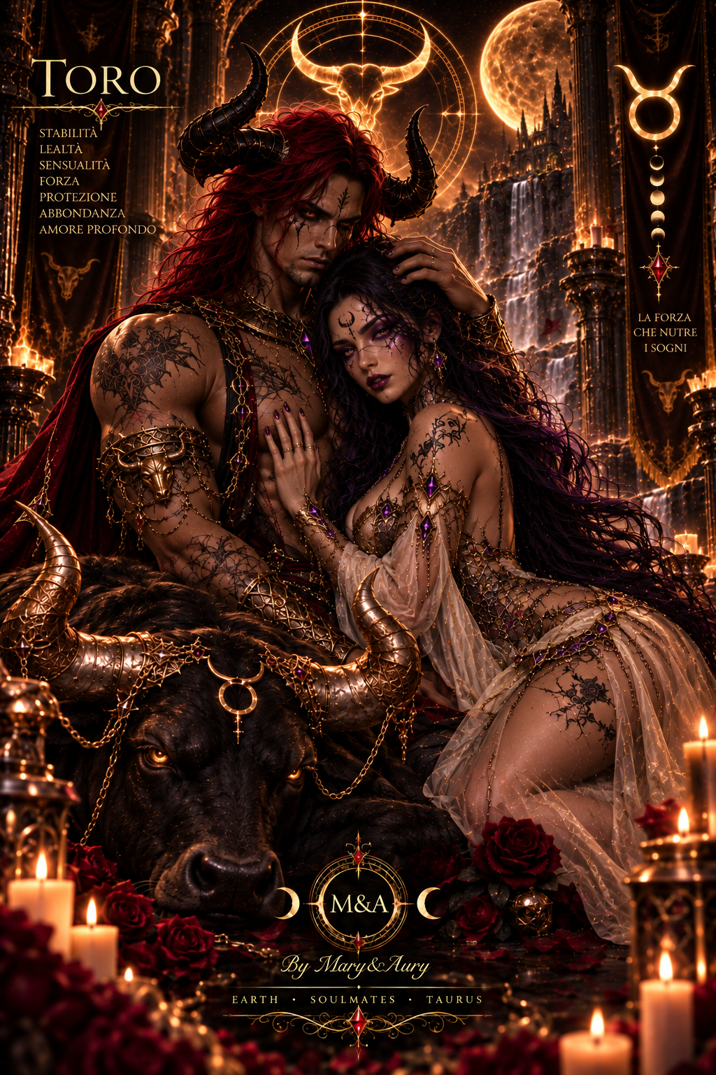 Toro Zodiac Fantasy Art Mary&Aury – illustrazione digitale