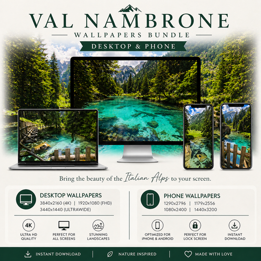 Val Nambrone Acque Cristalline – Collezione Premium di Sfondi Digitali | Dolomiti Italiane
