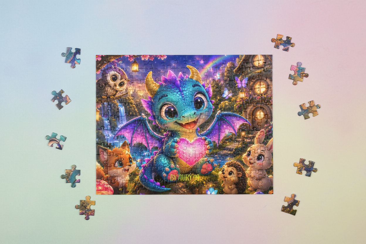 Baby Dragon Puzzle – Flat Lay