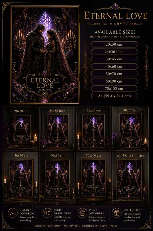 Re e Regina Amore – Poster Coppia Fantasy Eterno | Arte Digitale Dark Royal Gotica by Mary77